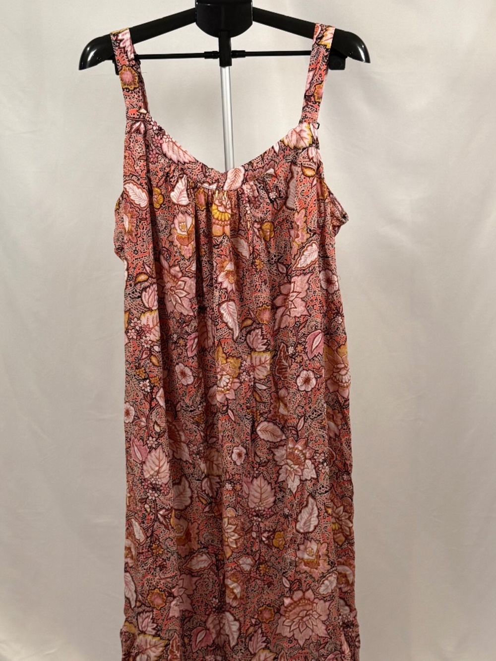 Boho Cottagecore Floral Midi Dress Pink Coral Flowy Romantic Prairie Size 4x